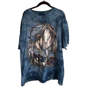 Horse Tie Dye Cowboy Western Nature Dream Catcher Fairy Top 2X Blue Boho 2017
